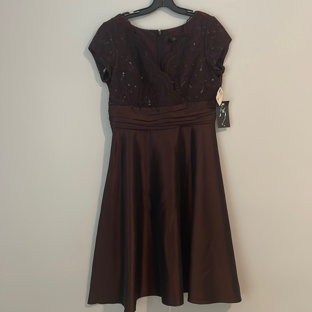 Oblique Brown Formal Dress 10